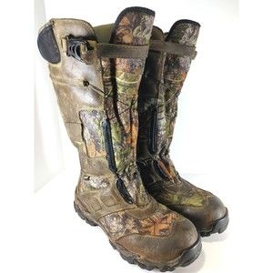 Cabelas Mens Tall Leather Camo Boa Snake Boots 800g Gortex Thinsulate Size 10 M